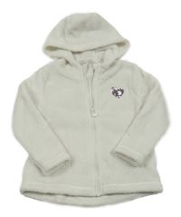 Bílá plyšová propínací mikina s kapucí Topomini 