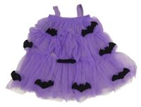 Kockovaným - Fialové tylové šaty s netopýry