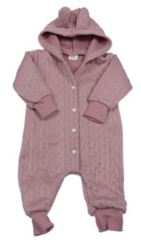 Staroružová vzorovaná tepláková kombinéza s kapucňou