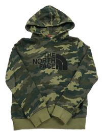 Khaki army funkční mikina s logem a kapucí The North Face