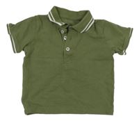Khaki polo tričko s proužky Matalan