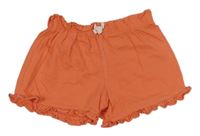 Korálové bavlnené kraťasy s volánikmi Mothercare