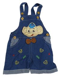 Tmavomodré laclové riflové kraťasy se slonem