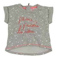 Šedé hvězdičkované tričko s nápisem 