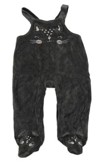 Tmavošedé sametové dupačky s kočkou George 