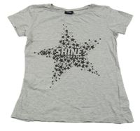 Sivé melírované tričko s hviezdou a nápisom Page one young