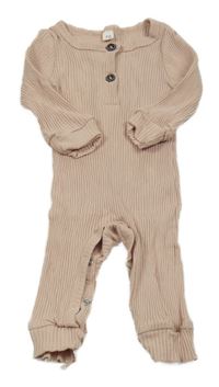 Světlerůžový žebrovaný overal 