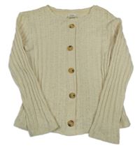 Smotanový děrovaný sveter s gombíky Zara