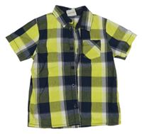 Tmavomodro-limetkovo-biela kockovaná košeľa Topolino