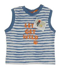 Nové - Bielo-modré pruhované tielko s nápisom Ergee