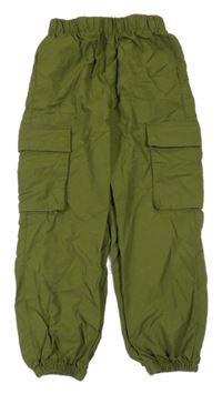 Olivové šušťákové cargo cuff nohavice Kiki&Koko