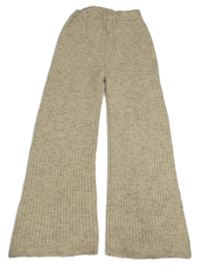 Svetlobéžové melírované rebrované wide leg vlnené nohavice PRIMARK