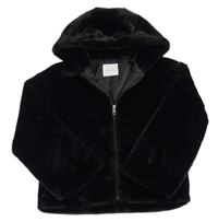 Černá kožešinová podšitá bunda s kapucí PRIMARK
