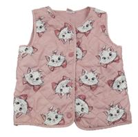 Staroružová prešívaná šušťáková zateplená vesta s kočičkami Marií Disney