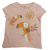 Světlerůžové melírované tričko s tukany a sluníčkem F&F