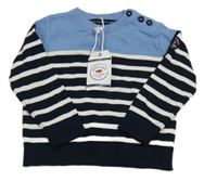Nové - tmavomodro-bielo-modrý pruhovaný sveter WEEK-END A LA MER