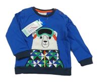 Nové - safírovo-tmavomodrá mikina s medvídkem so cute