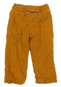 Medové manšestrové podšité kalhoty Topomini