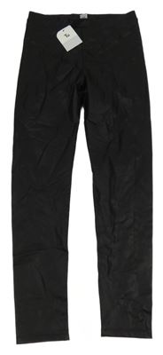 Nové - černé koženkové legíny Tu