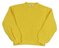 Žltý rebrovaný oversize sveter H&M