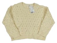 Nové - vanilkový vzorovaný perforovaný sveter H&M