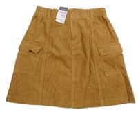 Nové - hnědá cargo manšestrová sukně PRIMARK