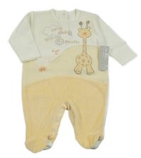 Nové - bílo-světlebéžovo/oranžový sametový overal se žirafou a kachničkou St. Bernard