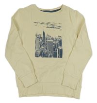 Smotanová mikina s budovami MANGUUN