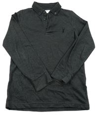 Tmavošedé melírované mikinotriko s výšivkou a golierikom Next