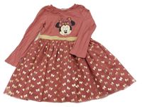 Světlevínovo-zlaté šaty s Minnie a tylem Disney