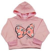 Ružová mikina s mašlou s flitrami a kapucňou