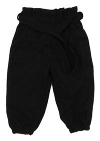 Čierne paper bag cuff manšestráky s opaskom SHEIN