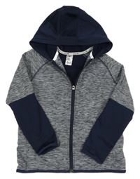 Tmavomodro-biela melírovaná thermo prepínaci mikina s logom a kapucňou ARTENGO