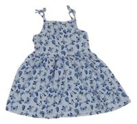 Modro-biele pruhované letné šaty s motýlikmi C&A