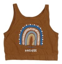 Hnedý crop top s dúhou DESTINATION