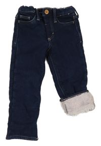 Tmavomodré straight zateplené rifle H&M