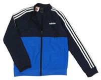 Tmavomodro-cobaltově modrá šusťáková sportovní bunda Adidas