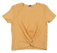 Světleoranžové žabičkové crop tričko s překřížením George