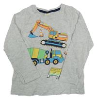 Svetlosivé melírované tričko so stavebními stroji Kids