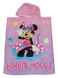 Fialovo-růžová froté pončo osuška s Minnie a Daisy a kapucí PRIMARK