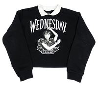 Čierna crop mikina s Wednesday a golierikom zn. Primark