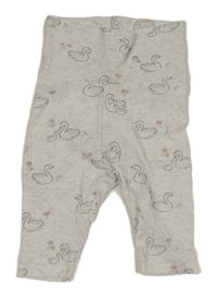 Světlešedé melírované lehké tepláky s labutěmi H&M