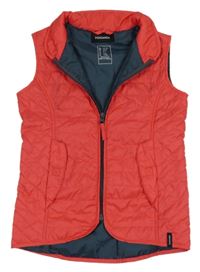 Červená prešívaná šušťáková jezdecká vesta Fouganza