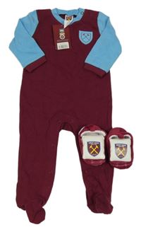Nové - 2set- Vínovo-modrý fotbalový overal - West Ham United + sametové capáčky