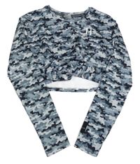 Šedé army sportovní crop triko s písmeny Holyfield