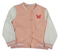 Růžovo-bílá baseballová mikina s motýlem Topolino