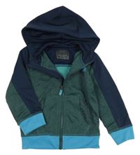 Tmavozeleno-tmavomodrá propínací mikina s nápisem a kapucí Zara