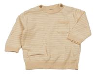 Meruňkovo-biely pruhovaný sveter s vreckom George