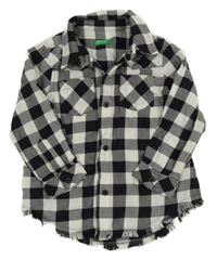 Čierno-biela kockovaná blúzka Benetton