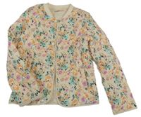 Meruňková květovaná prošívaná zateplená bunda s motýly S. Oliver